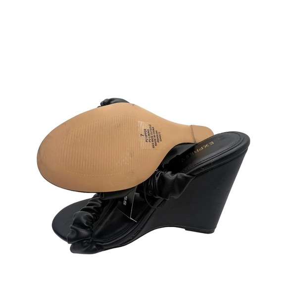 Express Ruched Double Band Slide Wedge Sandals Size 7 NWT - Picture 4 of 5
